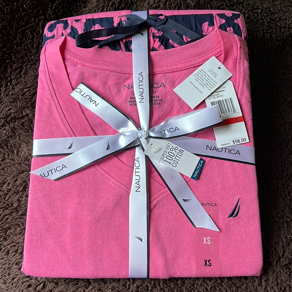 Pink and navy Nautica pajama set- never worn